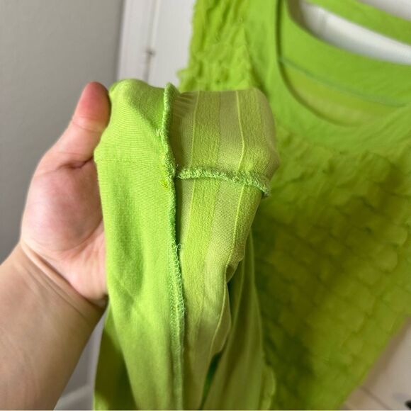 Y2K J.T.B. Green Squareneck Ruffled Blouse Sz L Festival 2000s Baddie Lagonlook - Picture 4 of 5